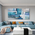 AJAZIKO Large Living Room Wall Art, Modern Wall Decor - Blue Abstract Canvas Artwork, Pictures for Office Wall Decor, Suitable for Bedroom and Living Room Decor, 29x58IN