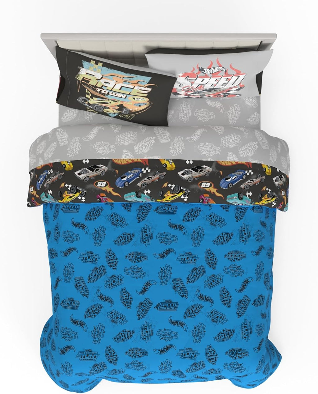 Hot Wheels Kids Bedding Super Soft Comforter and Sheet Set with Sham, 7 Piece Queen Size, (Officially Licensed Product) By Franco