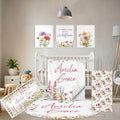 Terwex Custom Crib Bedding Set - 5 Pcs Customized Baby Crib Set with Name - Soft Double Layer Flower Nursery Baby Bedding Set for Girls Boys - Personalized for Infants Toddlers
