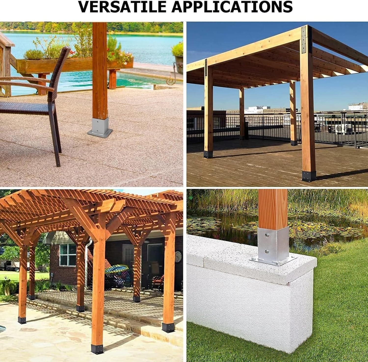 Heavy Duty Fence Post Stakes Deck Base with Complete Kit, Concrete Post Anchor for Wood Deck/Pergola/Mailbox(3.9x3.9 in/100x100 mm)