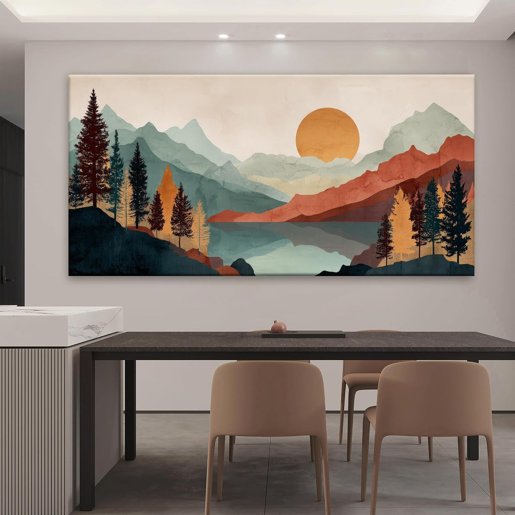 Tsomzxng Large Abstract Boho Wall Art For Living Room Canvas Art Wall Decor Artwork Mountain Forest Landscapes Abstract Art Colorful Wall Art Painting Prints Home Wall Decor 29'×58'