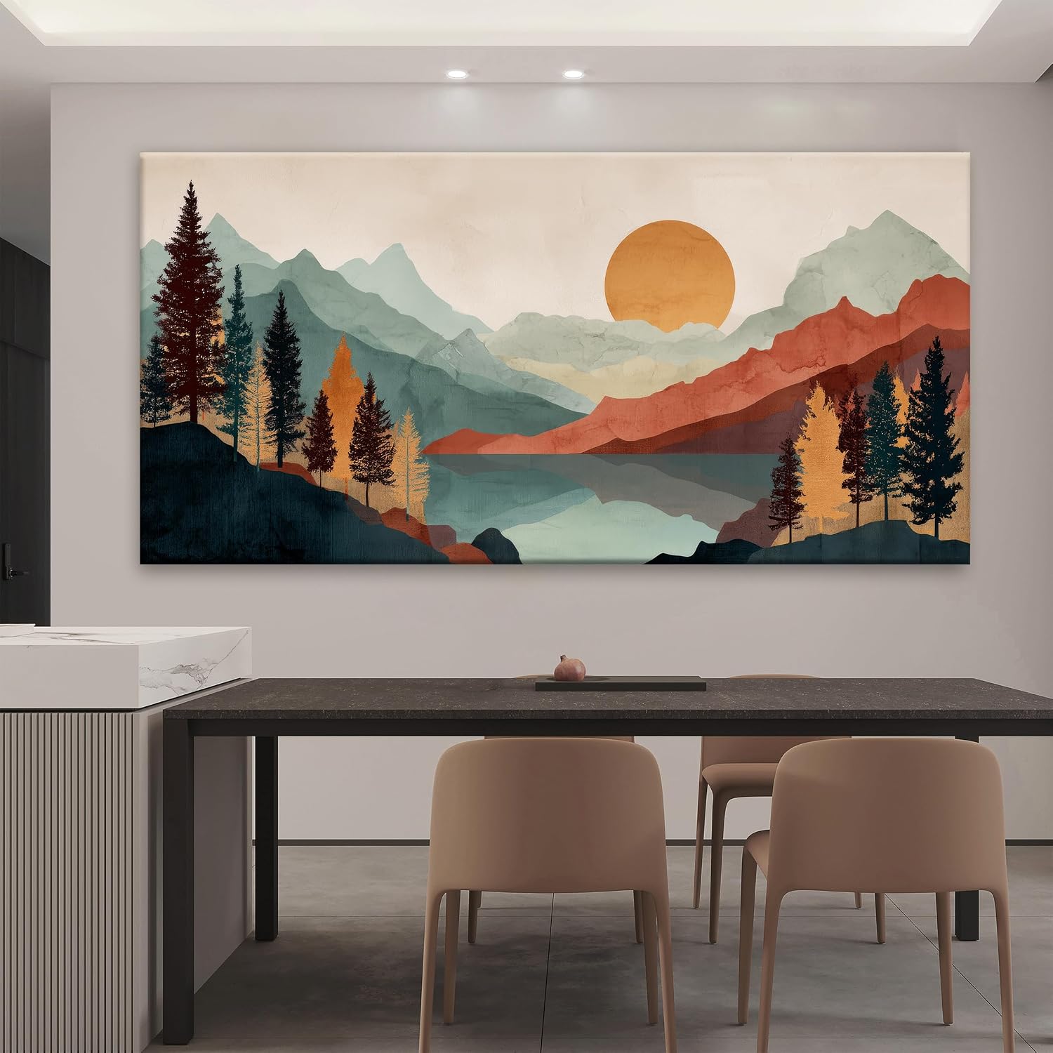 Tsomzxng Large Abstract Boho Wall Art For Living Room Canvas Art Wall Decor Artwork Mountain Forest Landscapes Abstract Art Colorful Wall Art Painting Prints Home Wall Decor 29'×58'