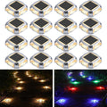 AGPTEK Metal Multi-Colors In 1 Solar Driveway Lights Outdoor 16 Pack, Aluminum RGB Deck Dock Marine LED Solar Powered Waterproof Decorative Marker Security Light for Garden, Yard, Step, Sidewalk, Path