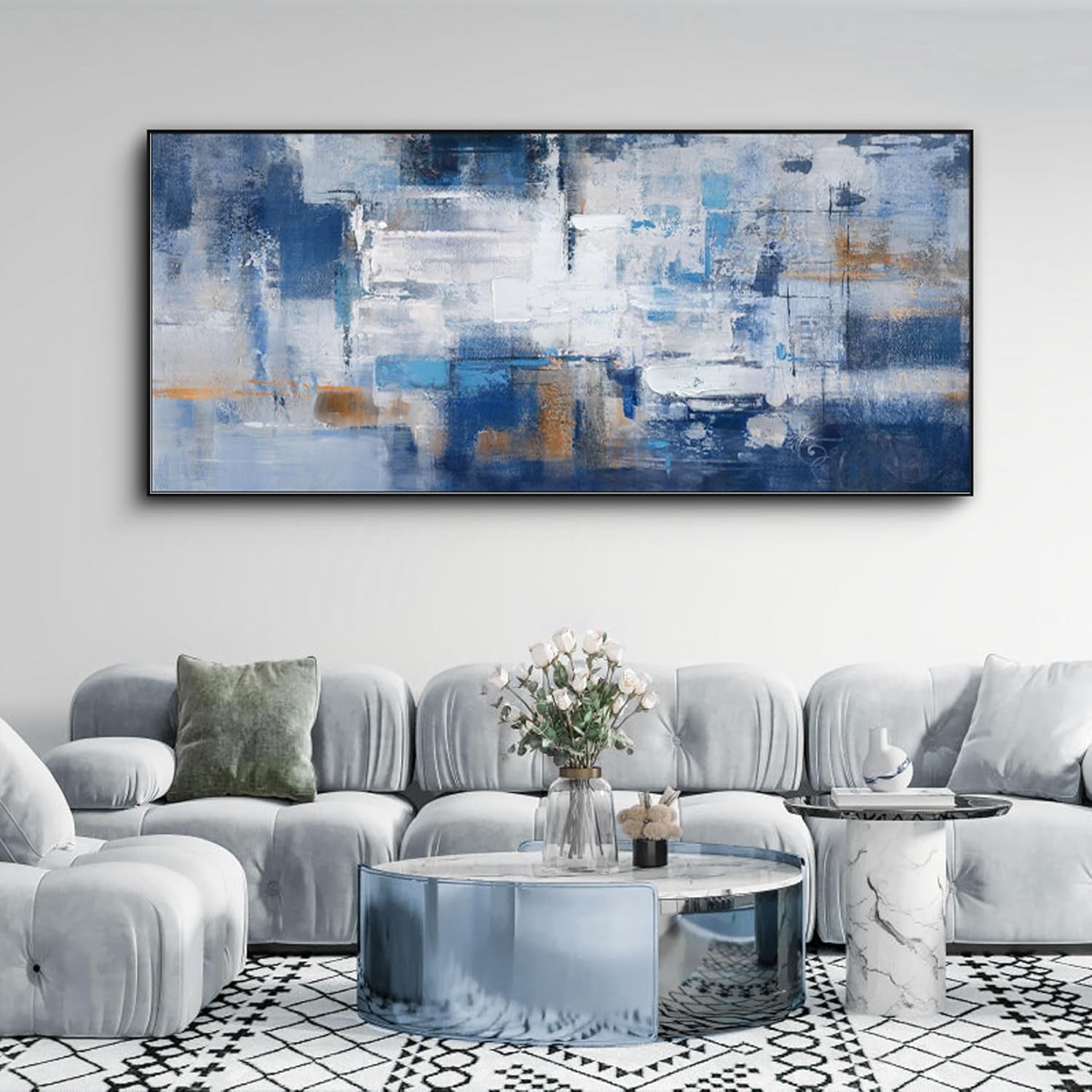 KLAKLA Extra Large Wall Art 86x29 Inches - Abstract Huge Canvas Picture Wall Decor Living Room Oversized Artwork for Walls Bedroom Office Decoration Modern Frame Wall Art