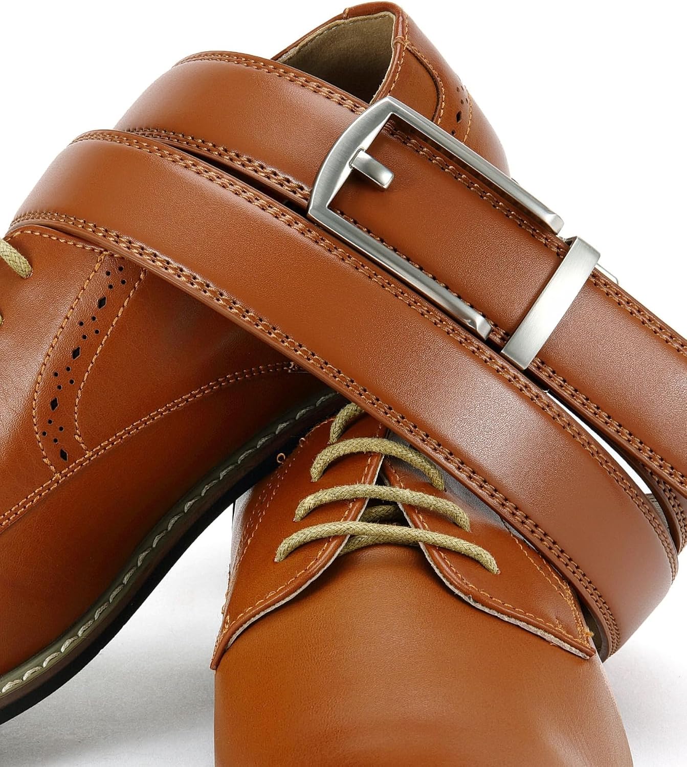 Comfort Click Ratchet 1 1/4' Genuine Leather Dress Belt Men Perfect Shoes Executive.