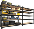 PrimeZone 2 Pack Heavy Duty Storage Shelves - 47'W x 18'D x 71'H 5 Tier Adjustable Garage Storage Shelving, Metal Utility Rack Organizer Shelf Unit for Warehouse Pantry Closet Kitchen Basement, Black