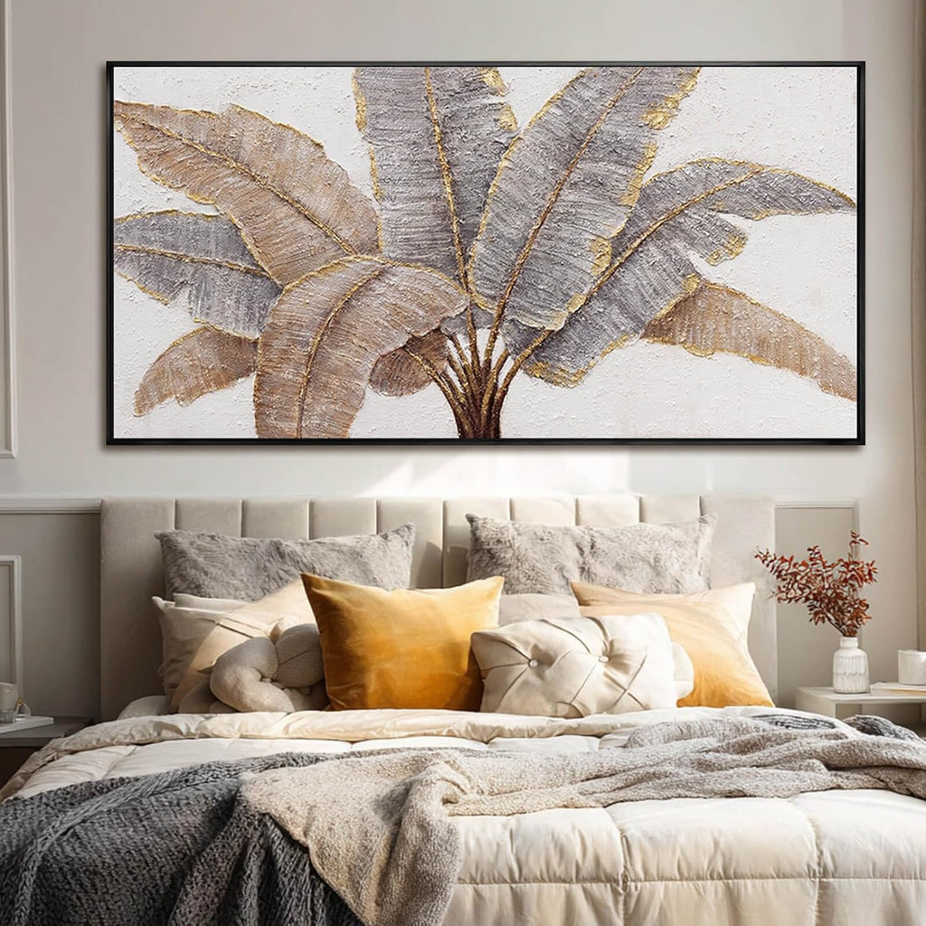 CHUDANHAO Botanical Wall Art Vintage Pictures Wall Decor Grey and Gold Photo Prints Line Wall Hangings 24'x48' Canvas Decorations for Bedroom Office