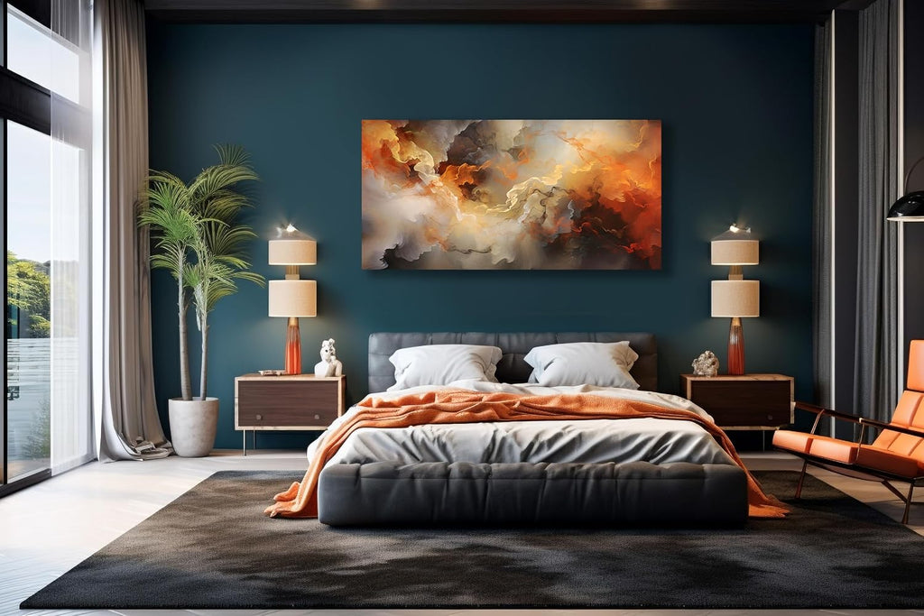 VHMING Abstract Wall Art Home Decor Orange Artwork Wall Art Prints Canvas Painting Wall Decor for Living Room Bedroom Office Decoration 29'x58'