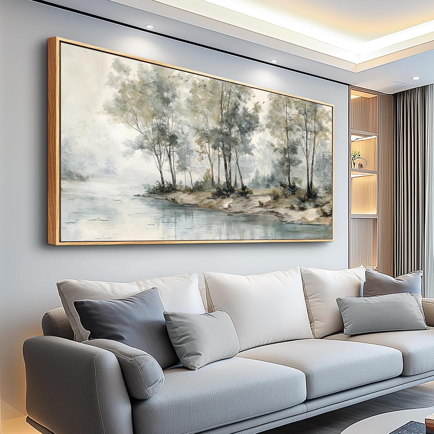 Wapluam Tree Of Life Wall Art Large Painting Modern Abstract Canvas Art Landscape Panoramic Picture Nature Artwork Framed For Living Room Bedroom Fireplace Dinning Room Home Office Wall Decor 48'X24'