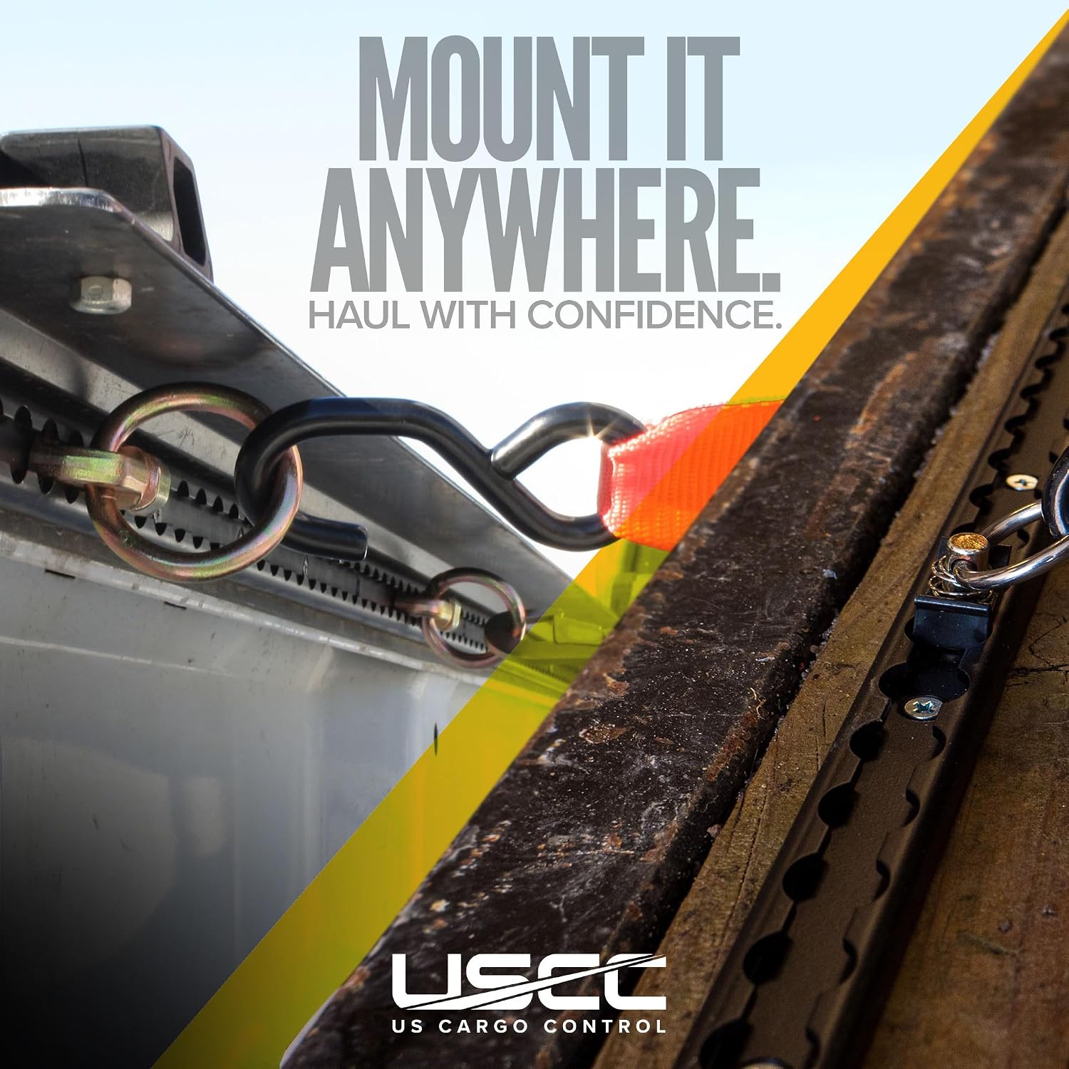 US Cargo Control L Track Tie Down System - (2) 4 FT Black Anodized Aluminum L Track Rails and (4) Single Stud O-Ring Fittings, Trailer and Truck Bed Rail System Easily Secures Motorcycles, ATVs, Bikes