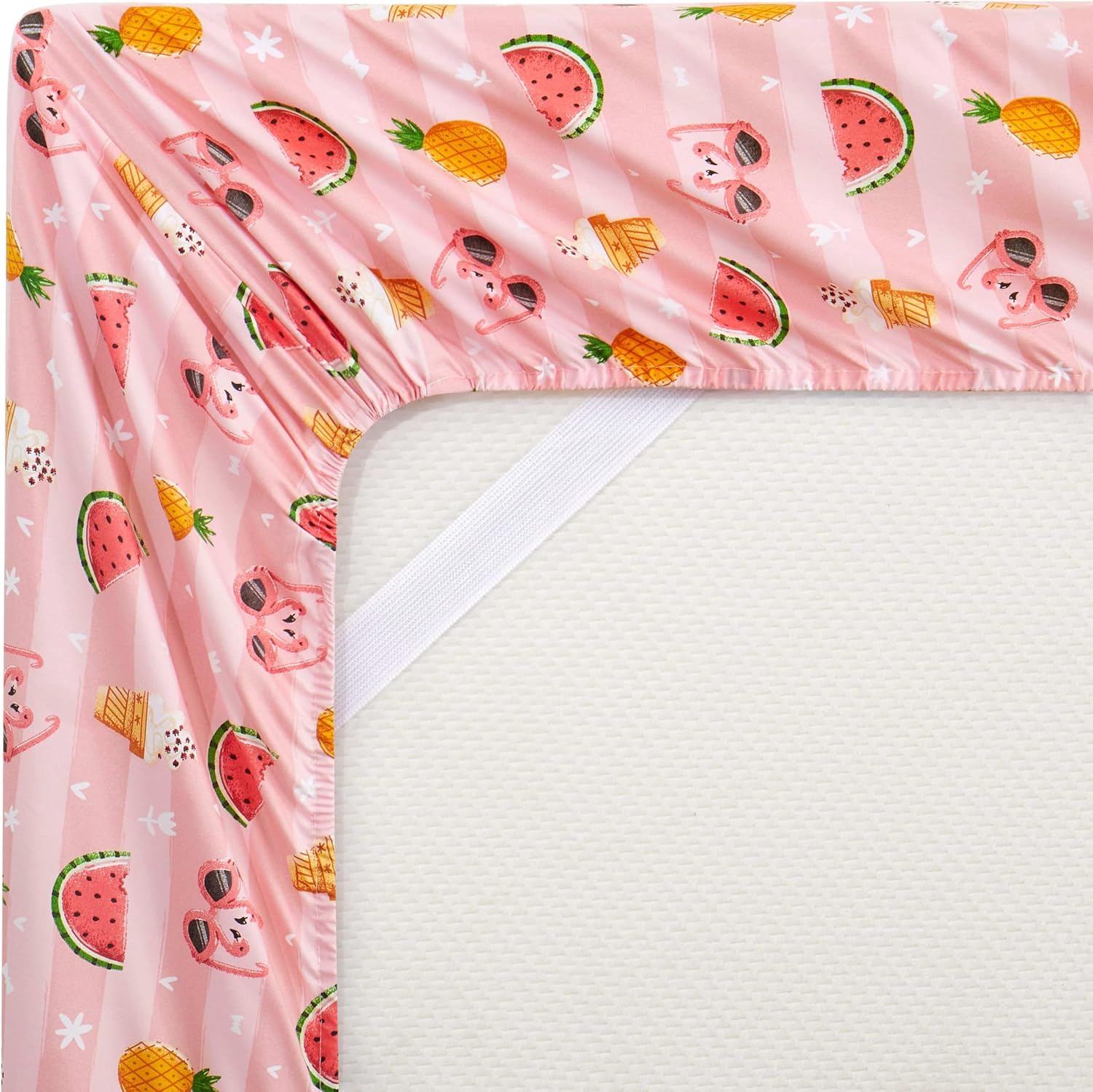 1500 Supreme Kids Bed Sheet Collection - Twin XL Sheets Bed Sheets Kids Bedding Sets for Girls Boys Toddlers with Extra Long Fitted, Flat, and Pillowcase, Twin XL, Summer Fun Pink (Pack of 12)