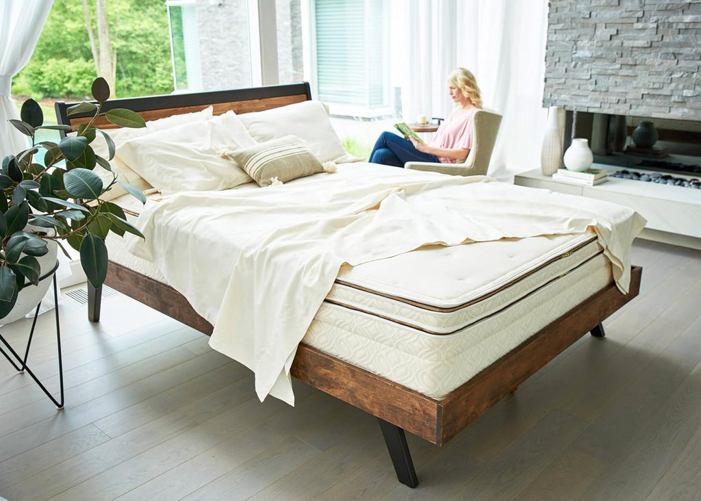 Naturepedic Organic Luxury Twin XL Sheet Set - 4 Piece Soft Sheets for Twin XL Size Bed - Comfy Breathable & Fitted Bed Sheet - 400 Thread Count Organic Cotton Sheet Set