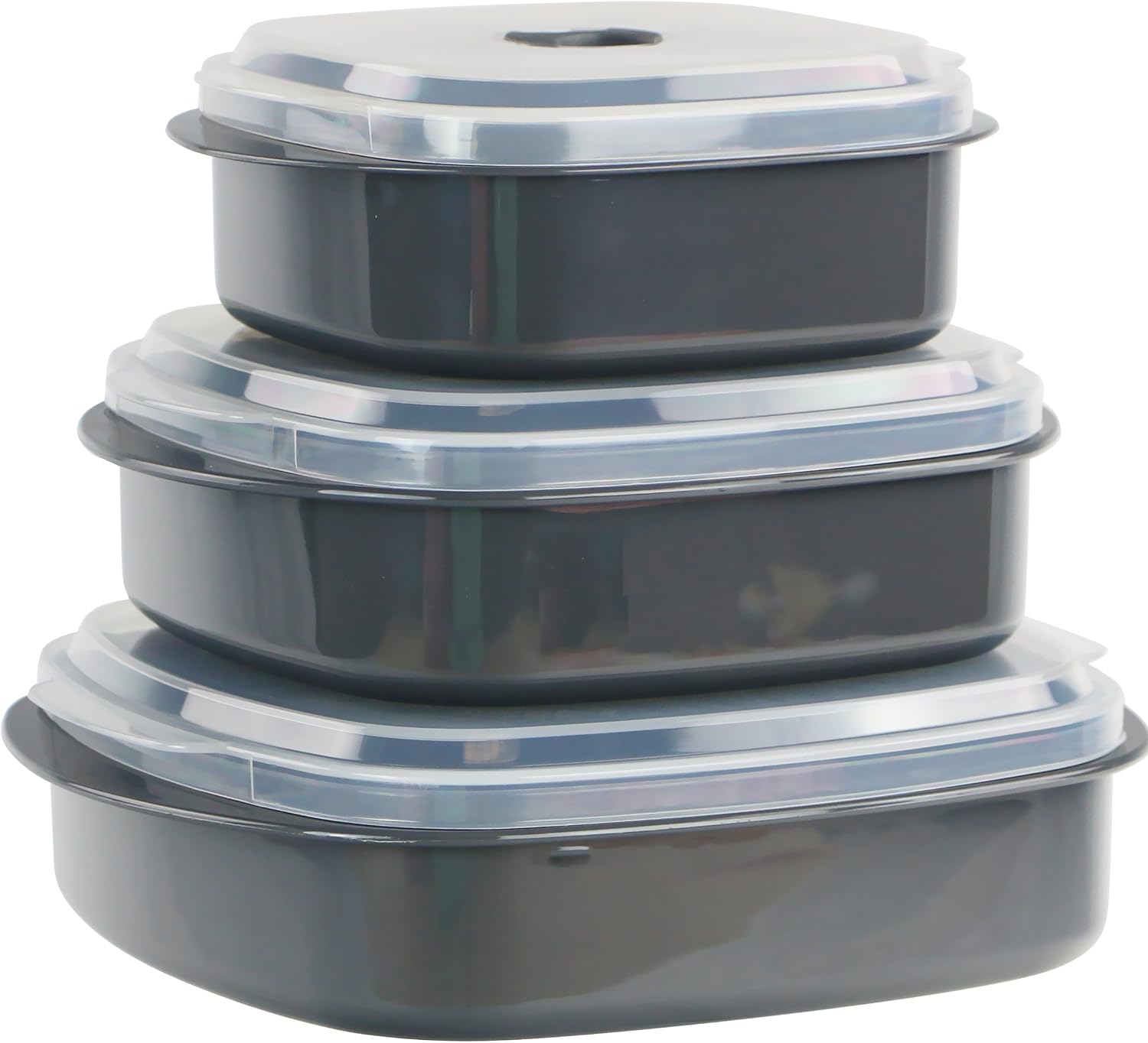 Reston Lloyd Nesting Microwave Containers, Adjustable Steam Vents, Airtight, Meal Prep, Durable BPA-Free Plastic- Freezer & Dishwasher Safe, Cookware & Food Storage, Anyday Cookware, Gray (Pack of 18)