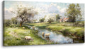 crmotu Landscape Wall Art, Nature Wall Decor, Oversized Wall Art, Riverside Scenic Canvas Art Prints, Modern Farm Aesthetic Paintings Wall Decor Living Room Bedroom Dining Room Farmhouse 29'X57'