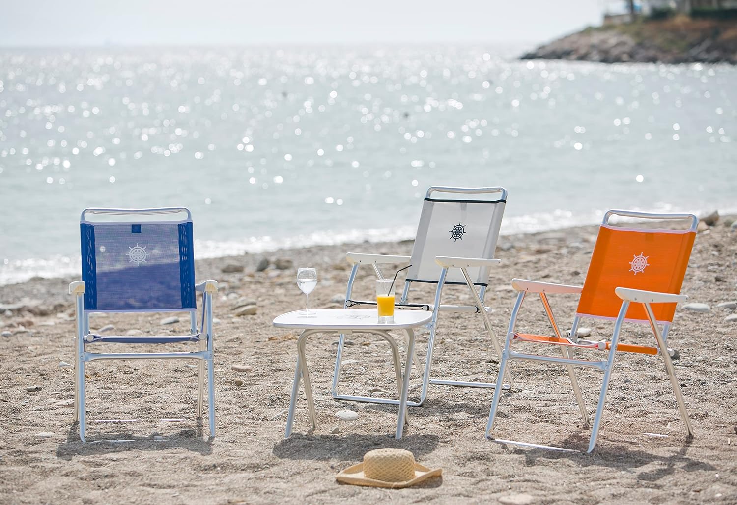 Boat Chairs White Vinyl MESH Deck Folding Marine Aluminum Furniture Set of 2 M100PW