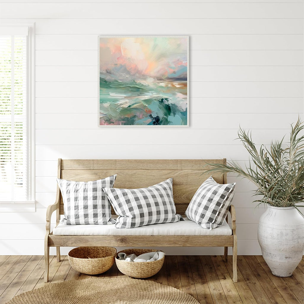 Amanti Art Framed Canvas Wall Art 30x30 Pink Morning V by Irena Orlov, Framed Wall Art Canvas, Abstract Artwork, Traditional Decor, Large Poster Painting for Living Room, Bedroom, Bathroom, Kitchen,