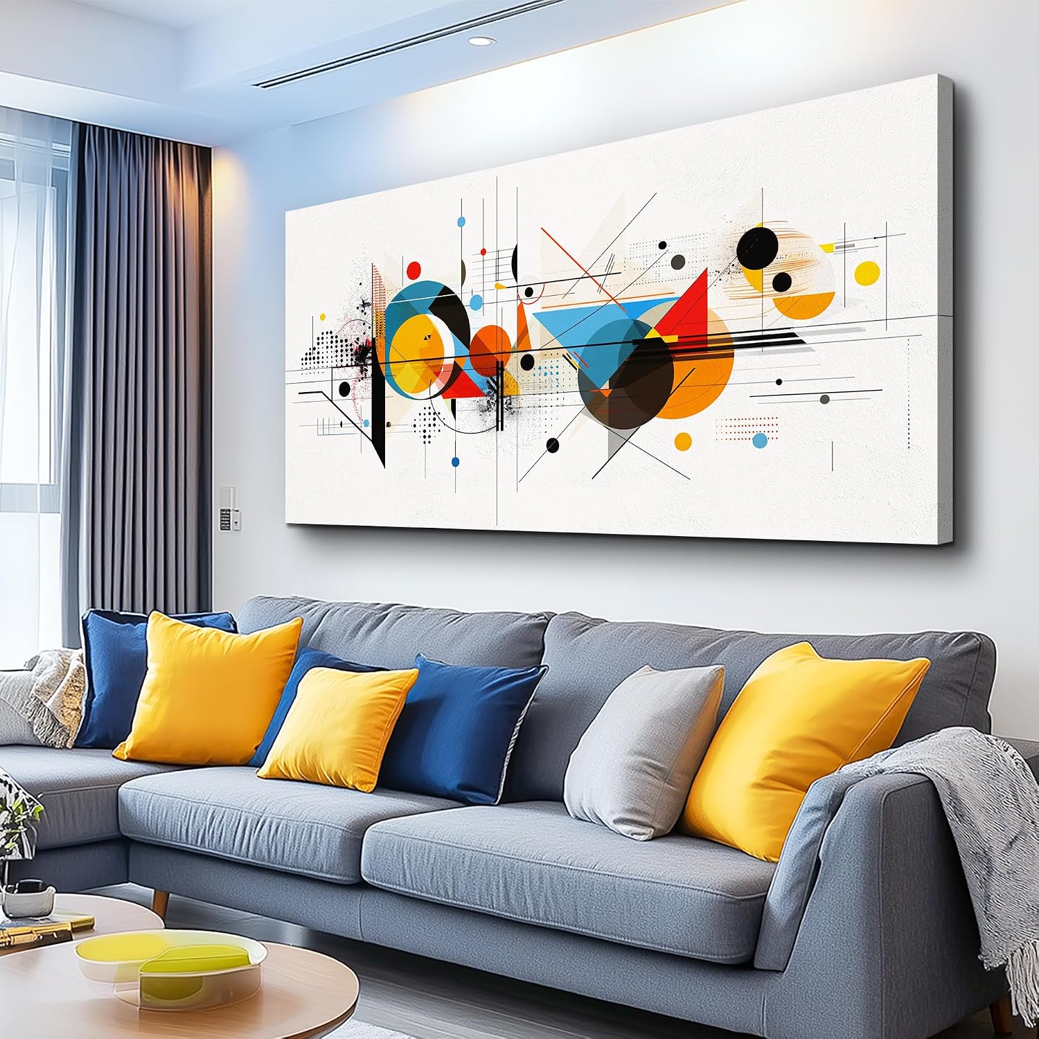 KELIYUAN Large Wall Decor For Living Room Canvas Wall Art For Bedroom Room Minimalism Abstract Geometric Color Line Pictures Wall Paintings Artwork Office Mural Modern Aesthetic Decoration 30'x60'