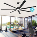 100 Inch Ceiling Fans with Lights and Remote, Industrial Black Ceiling Fan for Living Room Shop Garage Large Outdoor Ceiling Fans for Patios, Dimmable, 6-Speed Reversible DC Motor, 7 Aluminum Blades