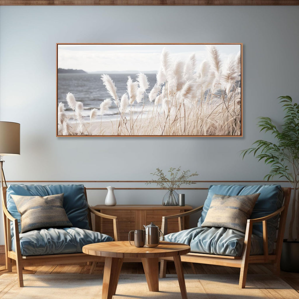 Wall Art Framed Artwork Decor Nature Canvas Art ReedSeascape Wall Decor for Bedroom Living Room Decoration Home Kitchen Office 29' x 58'