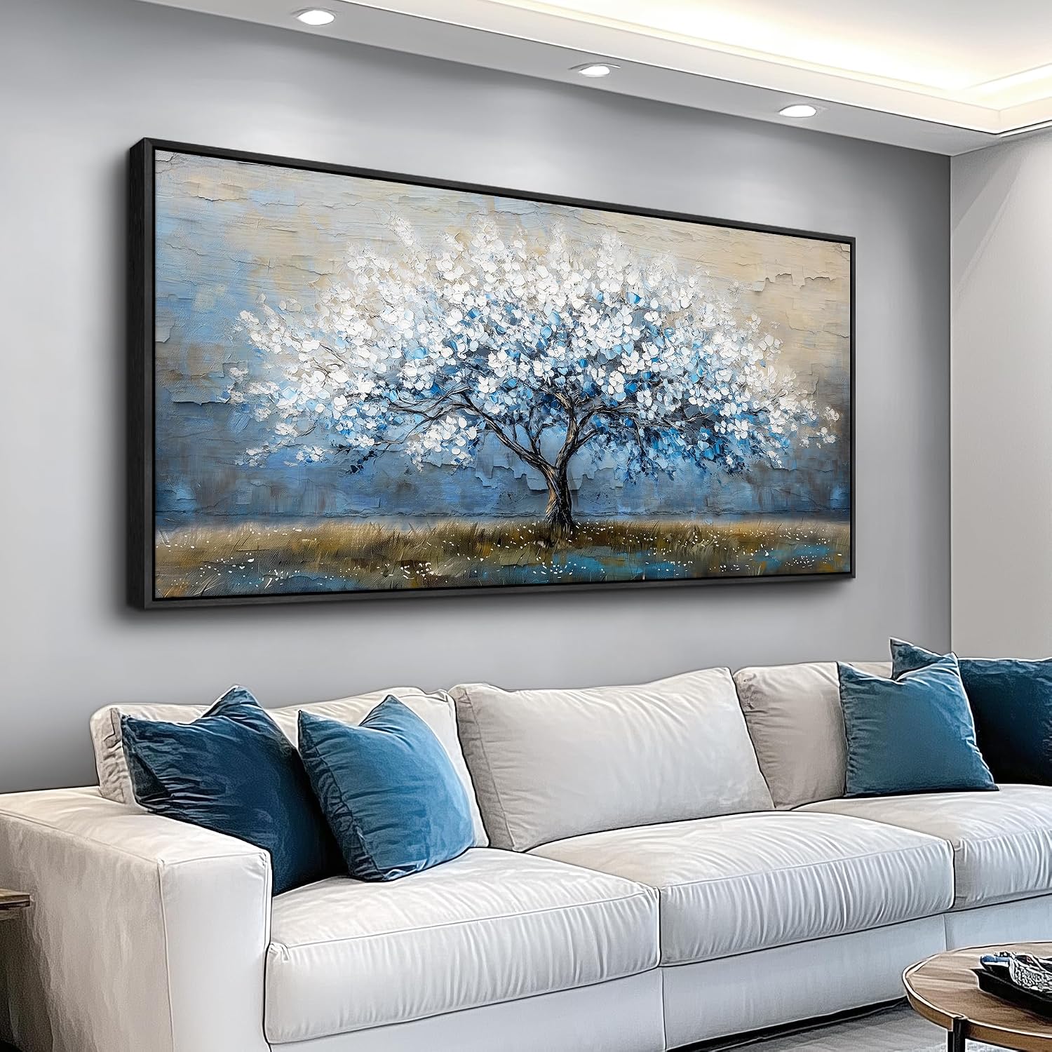 KELIYUAN Wall Art For Living Room Wall Decor For Bedroom Large Canvas Black Framed Wall Painting Abstract Tree Pictures Office Dining Room Decor Artwork Hotel Room Mural Home Decoration 30'X60'