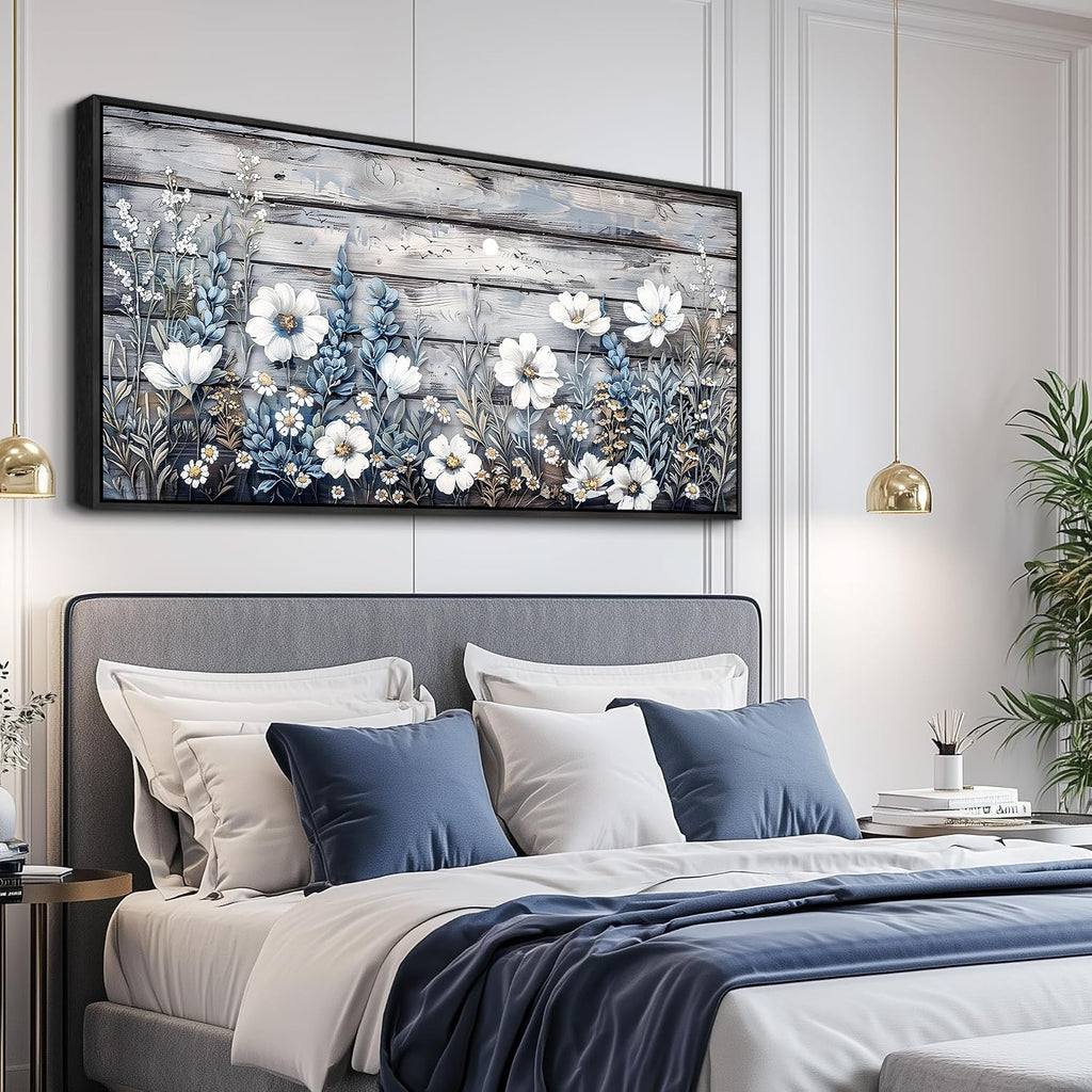 XIGUANGART Large Black Framed Wall Art for Living Room Floral Canvas Prints Printing Bedroom Artwork for Walls Rustic Nature Abstract Pictures for Kitchen Bathroom Office Modern Home Decor Mural 30x60