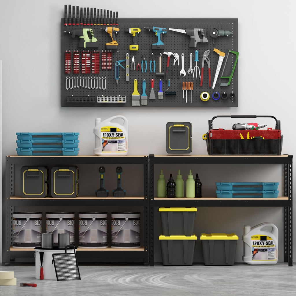 PrimeZone 2 Pack Storage Shelves 48' x 24' x 72' - 5 Tier Heavy Duty Adjustable Garage Storage Shelving, Metal Storage Utility Rack Shelf Unit for Warehouse Pantry Closet Kitchen, Black