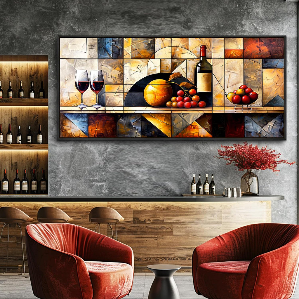 QIYILEXWART Canvas Wall Art For Living Room Large Wall Decor For Office Kitchen Decorations Wine Glass Landscape Pictures Farmhouse Painting Artwork Room Wall Mural Aesthetic Home Decor 32x72 In