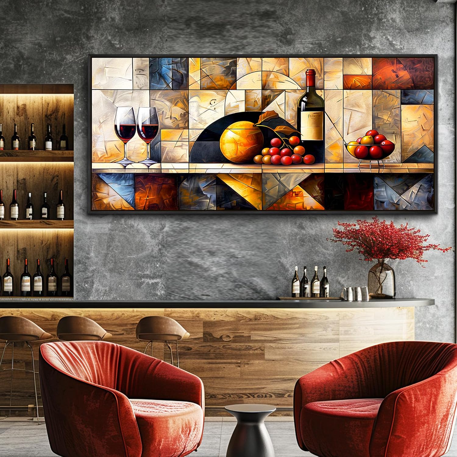 QIYILEXWART Canvas Wall Art For Living Room Large Wall Decor For Office Kitchen Decorations Wine Glass Landscape Pictures Farmhouse Painting Artwork Room Wall Mural Aesthetic Home Decor 32x72 In
