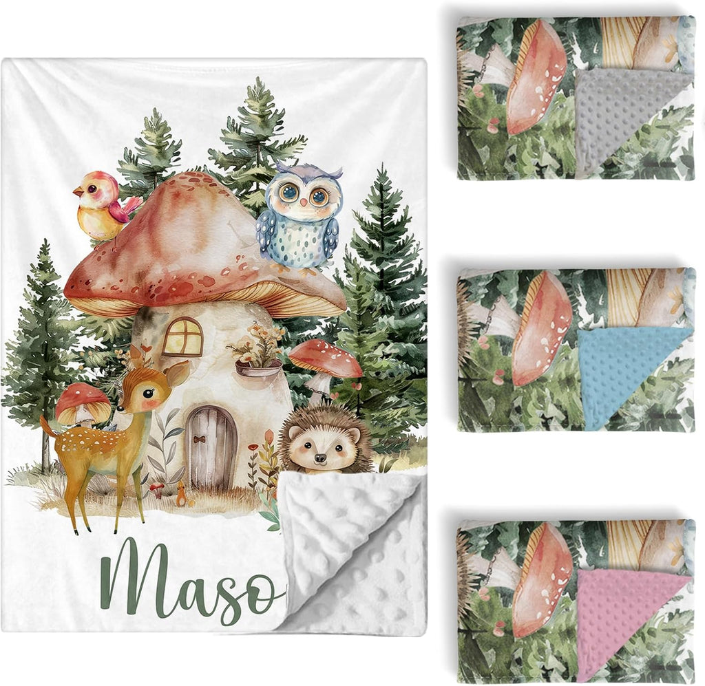 Personalized Baby Crib Bedding Set, 5 Pcs Custom Name Nursery Bedding Set for Girls Boys, Forest Animals Baby Crib Set for Toddlers Infants, Double Layer Bedding Crib Sets Customized Gifts