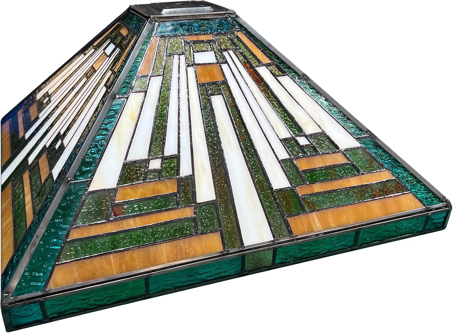 Capulina Tiffany Lamp Shade 16 Inches Wide Accessories Replacement Amber Green Style Stained Glass Lampshade for Table Lamp Floor Lamp