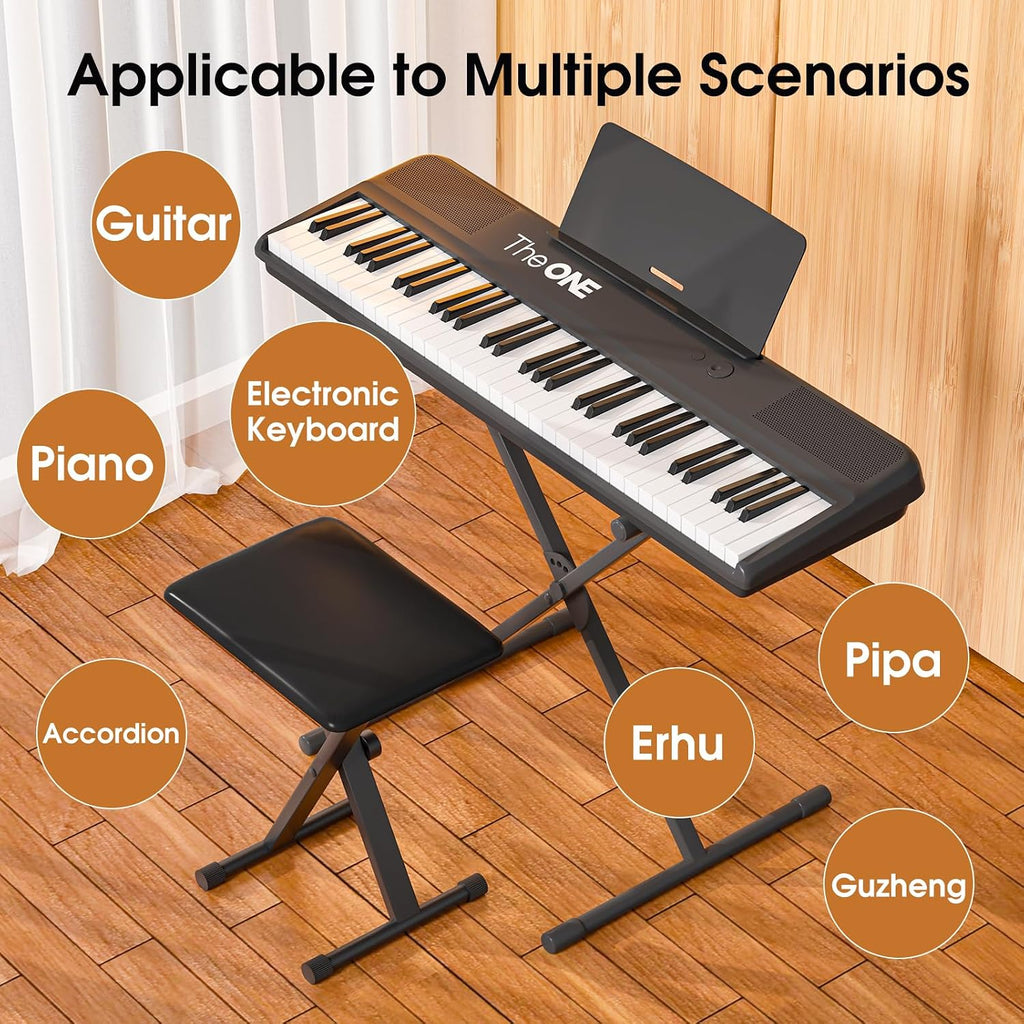 The ONE Keyboard Piano Sing with X Bench, 61 Keys Piano Keyboard For Singing & Practice with Bluetooth, Sheet Music Stand and Huge Library of Songs for Sing-Along