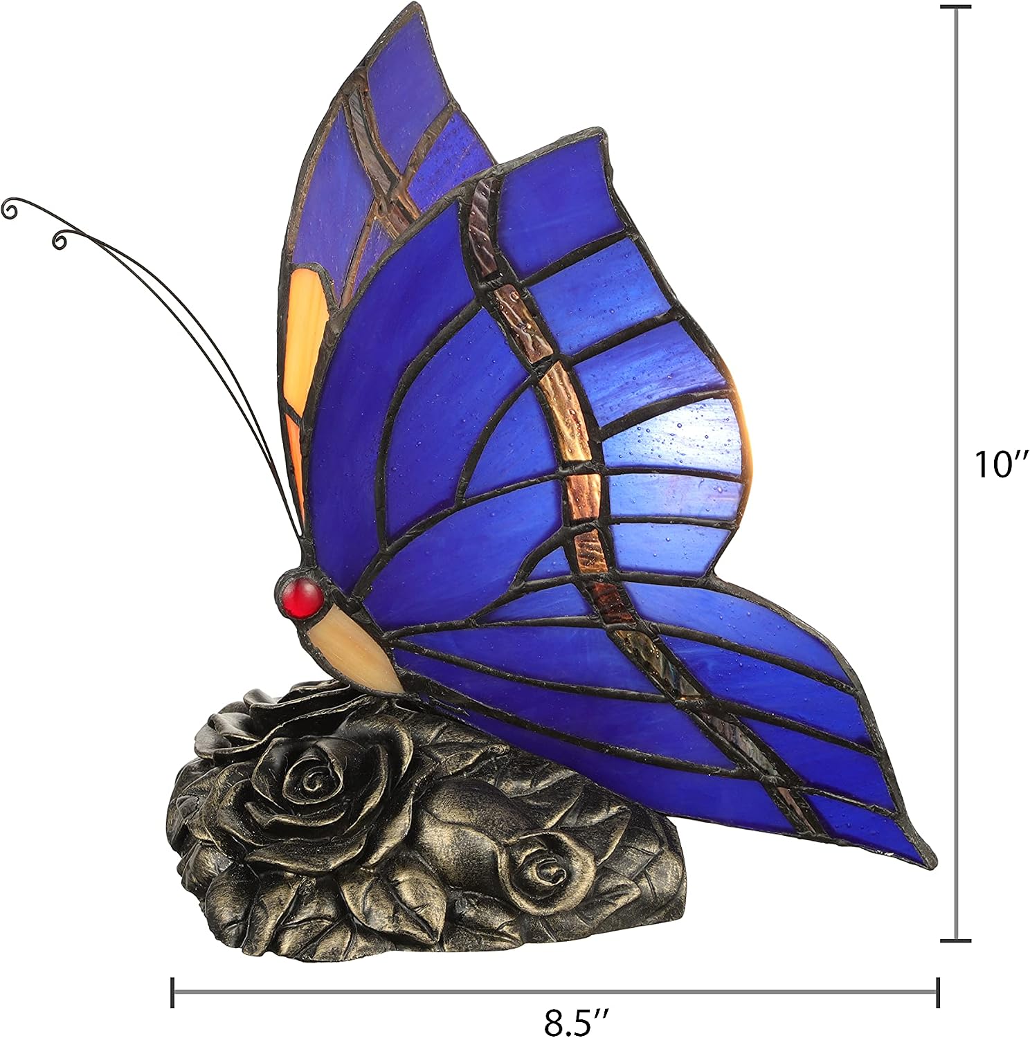 Butterfly Night Lamp Tiffany Style Table lamp Handcrafted Stained Glass Desk Lamp in Dark Blue