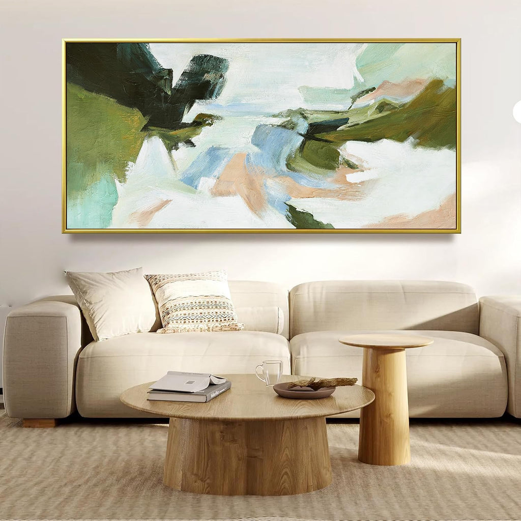 Suconvng Large Gold Framed Wall Art Abstract Colorful Wall Art Living Room Canvas Art Wall Decor Office Abstract Wall Decor Multicolor For Bedroom Kitchen Home Artwork 29x58 Inch