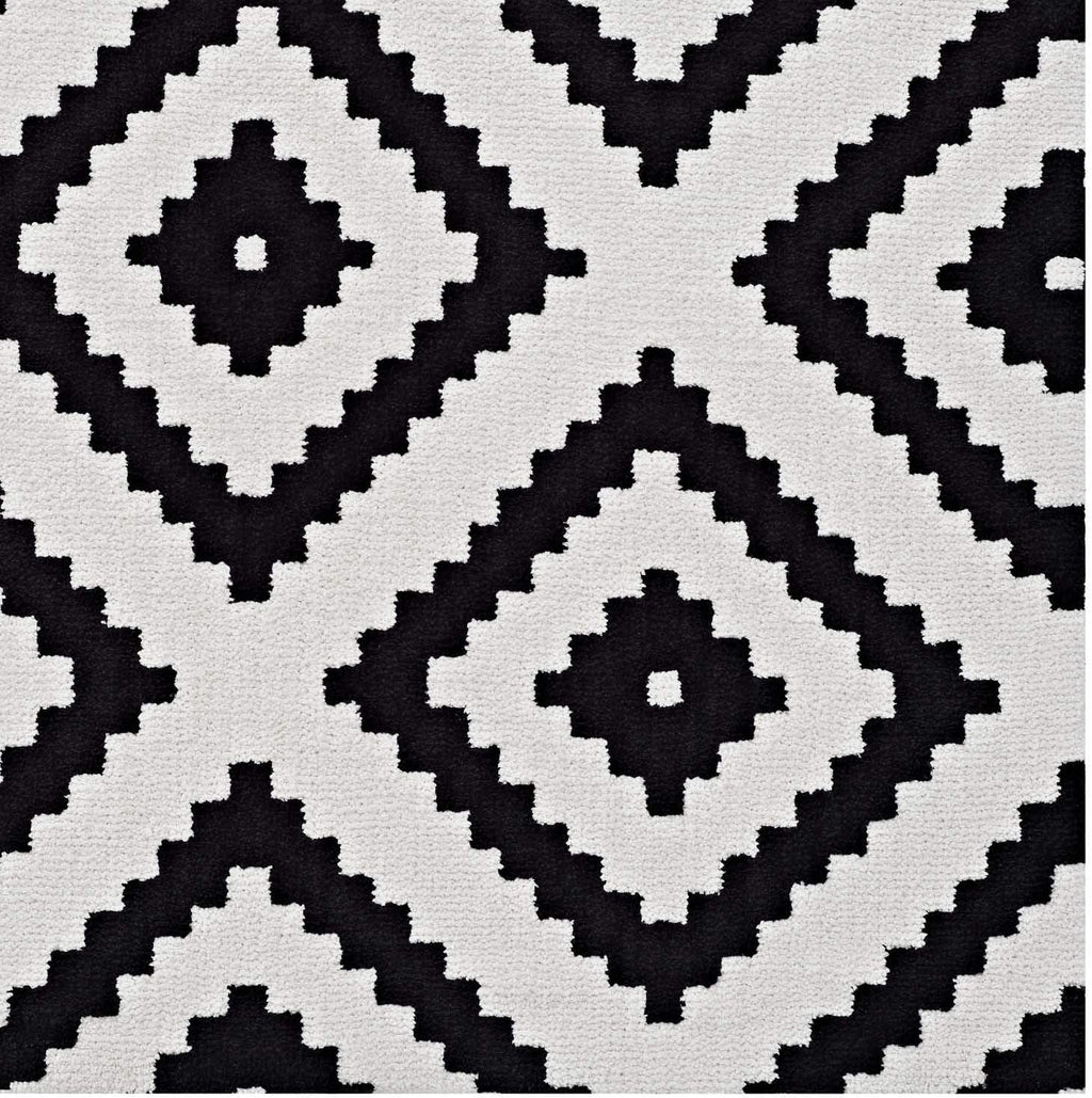 Modern Contemporary Urban Living Lounge Room Area Rug Runner Floor Carpet, Fabric, Multi White Black