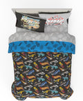 Hot Wheels Kids Bedding Super Soft Comforter and Sheet Set with Sham, 7 Piece Queen Size, (Officially Licensed Product) By Franco