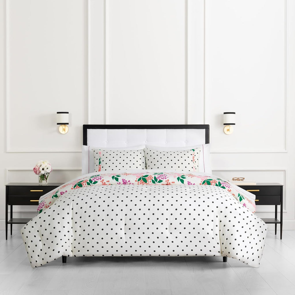 kate spade new york Bold Blossoms King Comforter Set, 300 Thread Count Cotton Reversible Cover, All Season 3 Piece Bedding, Machine Washable, Floral Multicolor