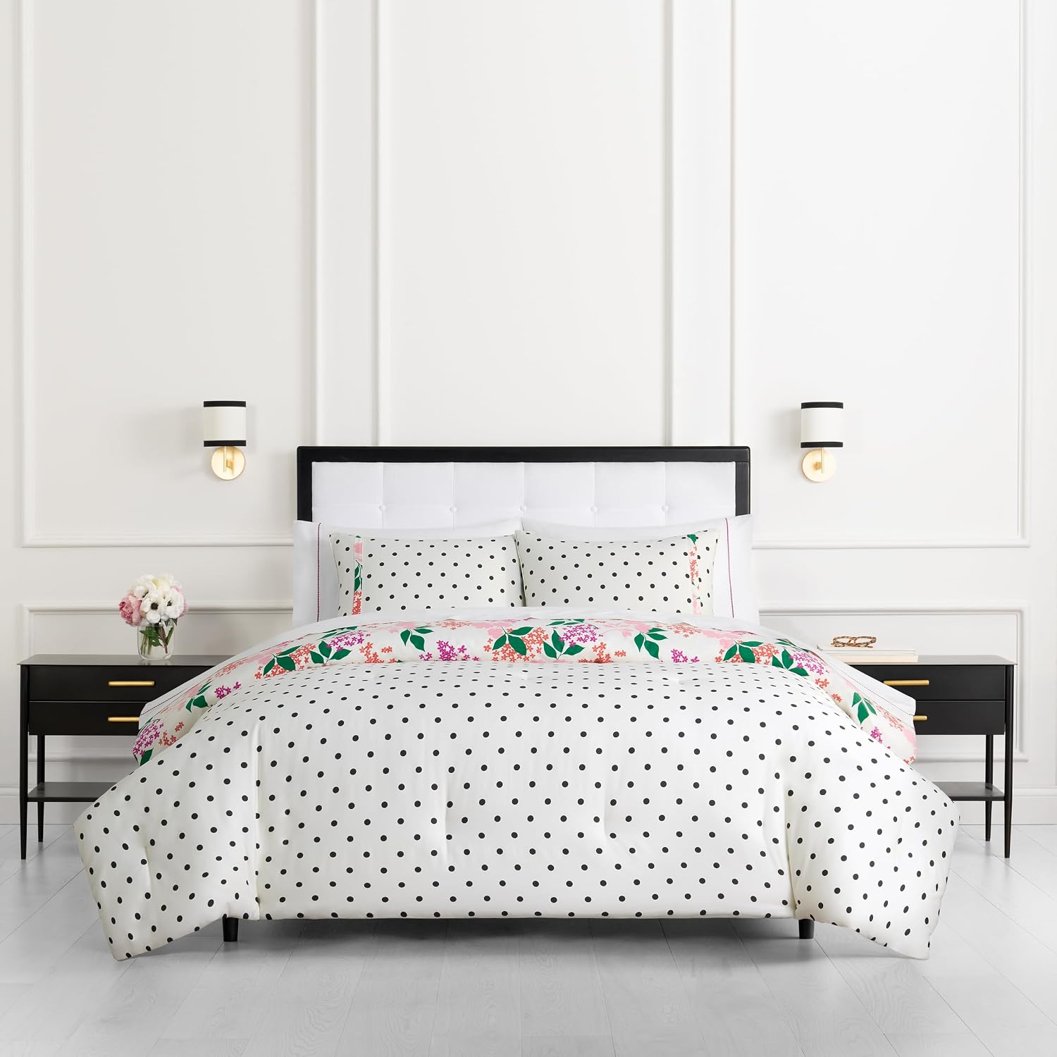 kate spade new york Bold Blossoms King Comforter Set, 300 Thread Count Cotton Reversible Cover, All Season 3 Piece Bedding, Machine Washable, Floral Multicolor