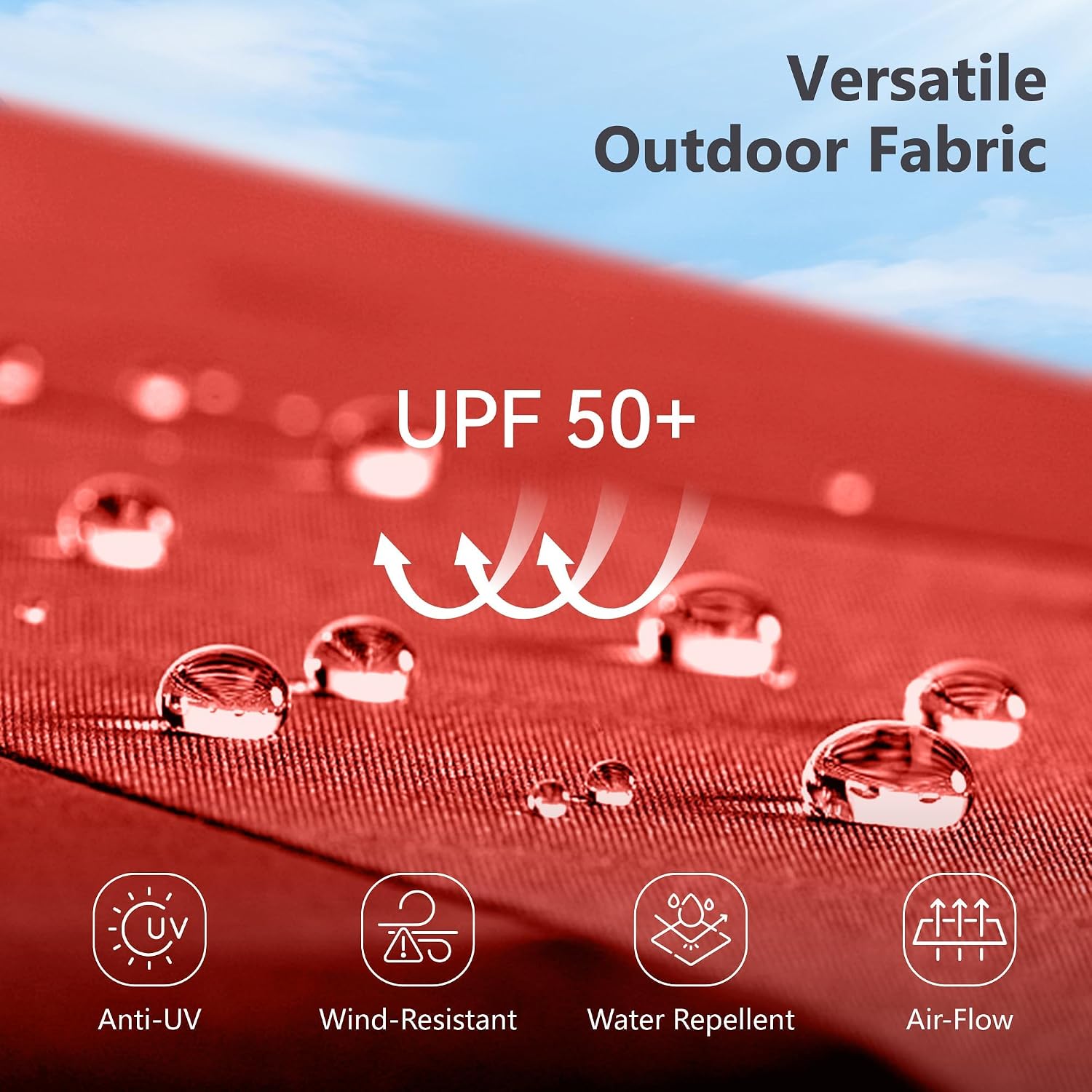 MFSTUDIO 15ft Patio Umbrella with Solar Lights, Outdoor Large Rectangular Umbrellas with Base, Crank Handle and 36 LED Lights for Yard Deck Pool, Burgundy Red