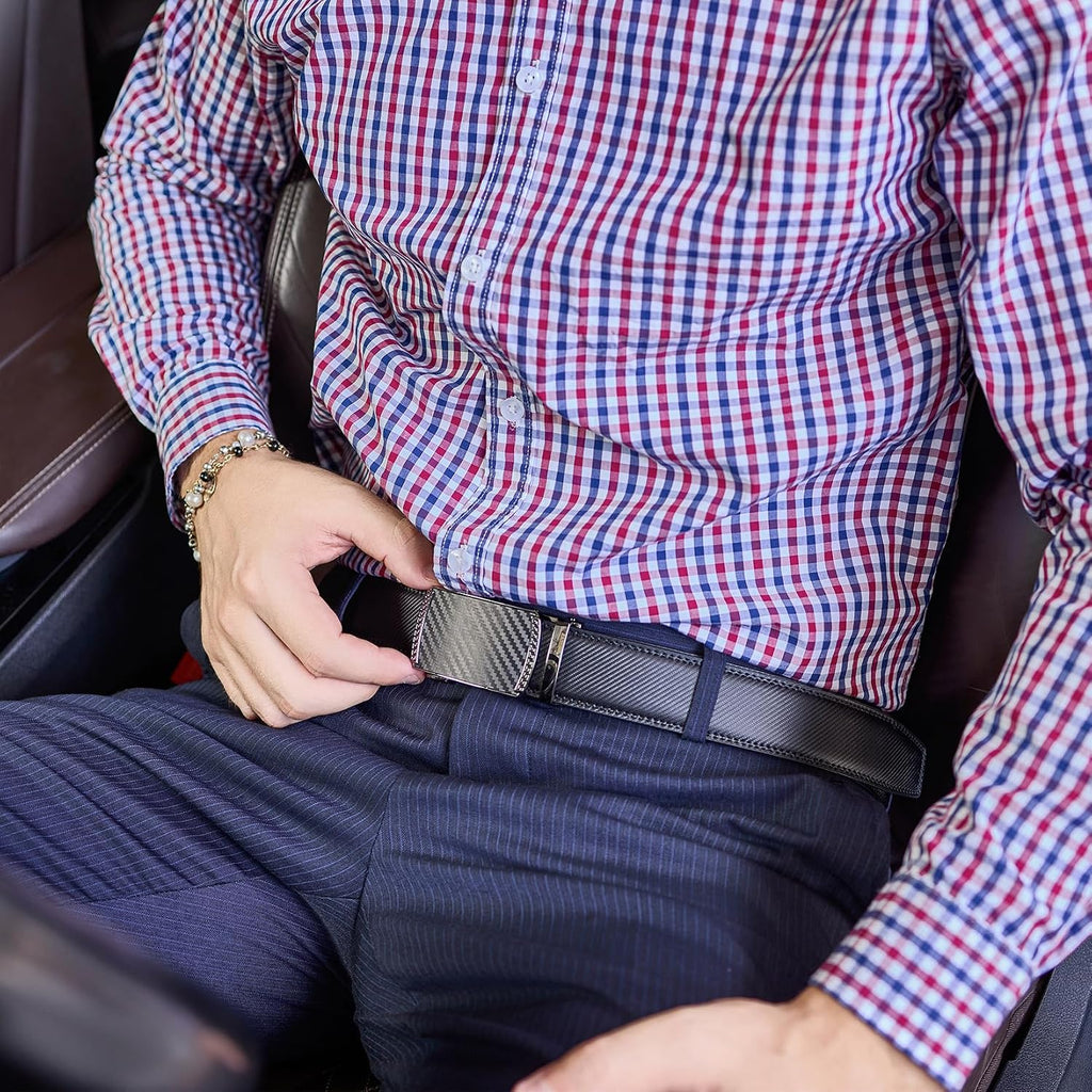 Classic Genuine Leather Men's Ratchet Belt Dress Casual Adjustable Trim-to-Fit Gift