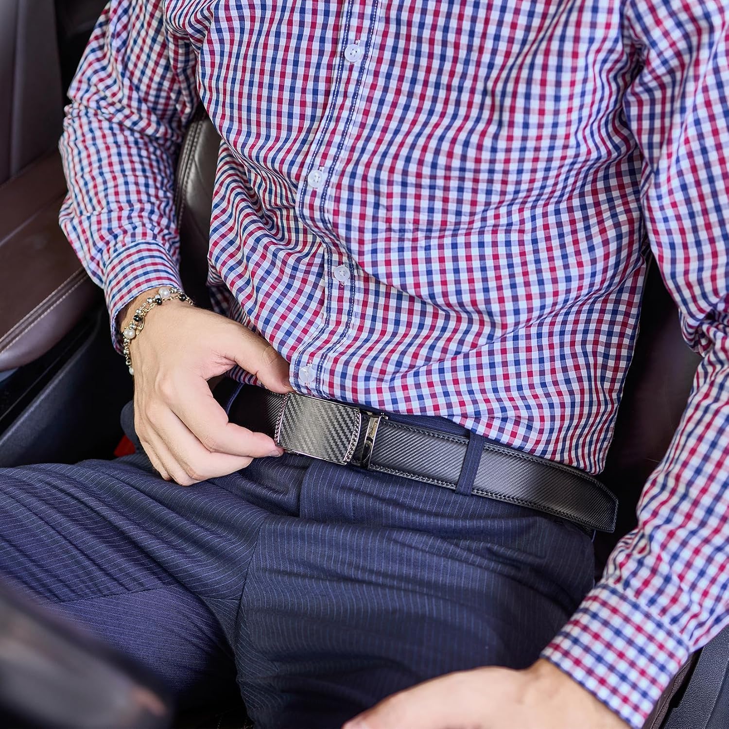 Classic Genuine Leather Men's Ratchet Belt Dress Casual Adjustable Trim-to-Fit Gift