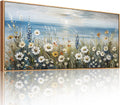 SERIMINO Floral Wall Decor, Extra Large Wall Art for Living Room, Coastal Wall Art, Framed Artwork for Walls, Sunrise Landscape Big Canvas Prints, Daisy Flower Painting Office Hotel Hallway 32'x71'