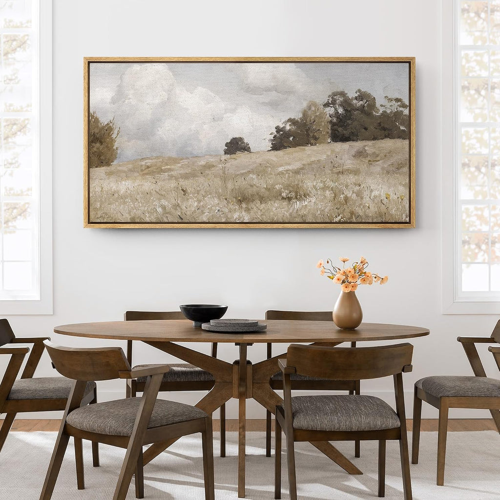 SIGNFORD Extra Large Framed Canvas Print Wall Art Rustic Countryside Landscape Illustrations Modern Art Relax/Calm Warm for Living Room, Bedroom, Office - 60'x30'