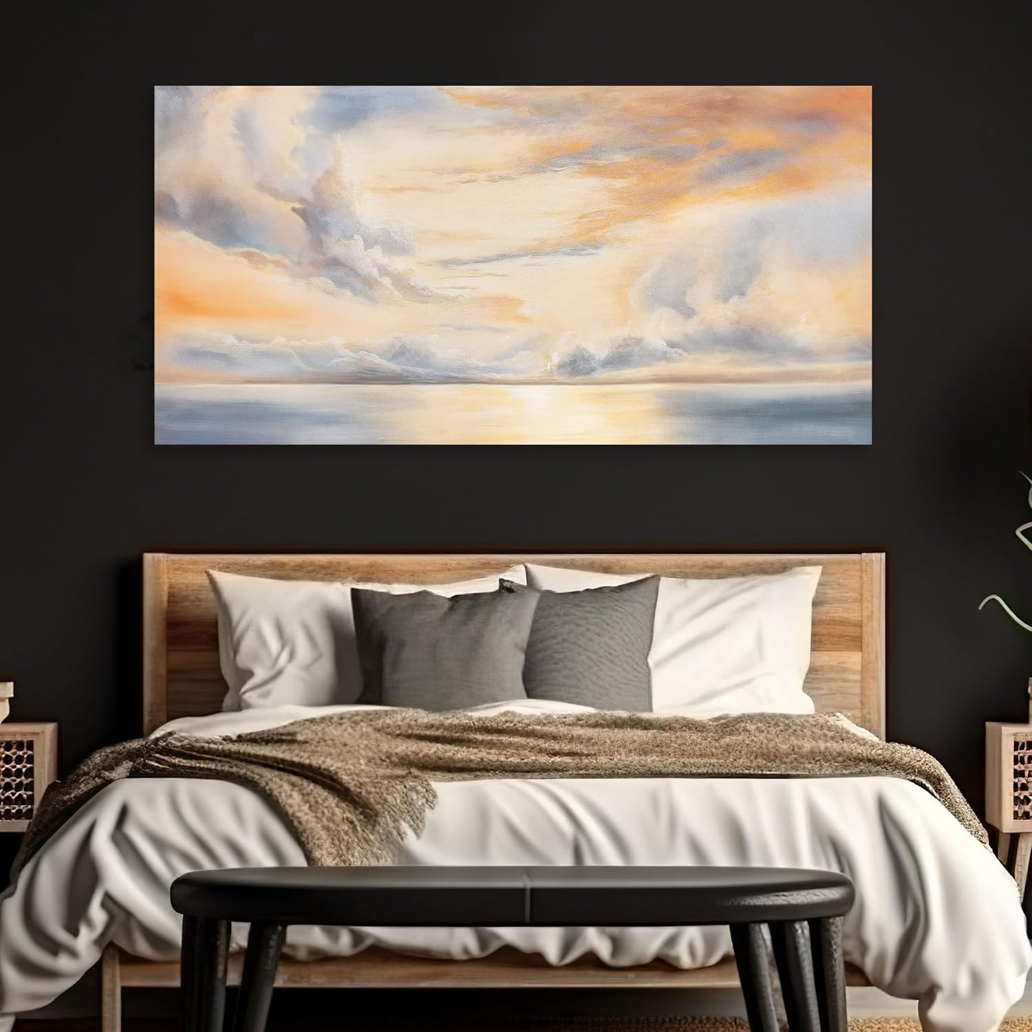 Glvzygy Abstract Wall Art Nature Scenery Wall Decor Sky Clouds Sunset Wall Art Prints Canvas Painting Wall Decor Artwork for Home Room Bathroom Living and Office Home Decor Wall 29'x58'