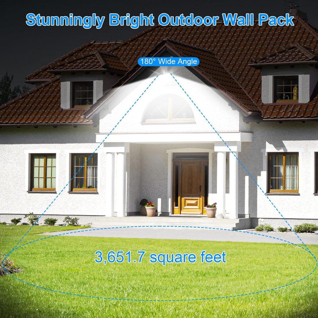 Modern Sleek LED Flood Light 120W, 360° Rotatable Outdoor Security Areas Lighting, 18000LM 5000K Waterproof Wall Pack for Yard,Building,Driveway,Car Lot (4Pack)
