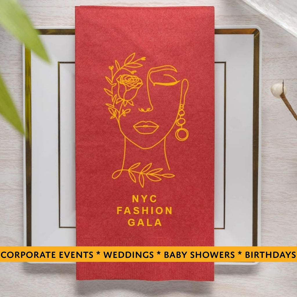 Personalized One-Color Imprint Dinner Napkins for Parties, Events, and Restaurants
