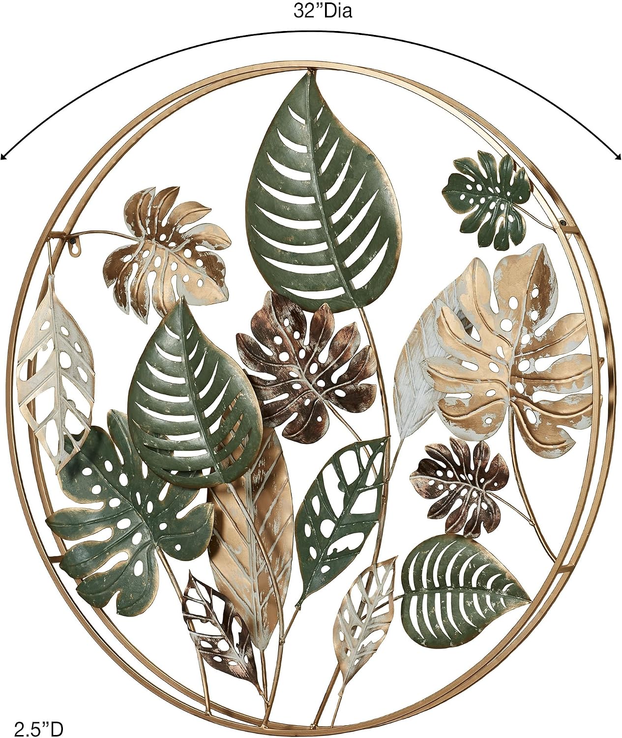 Touch of Class Tropical Impressions Green and Gold Botanical Leaf Wall Sculpture
