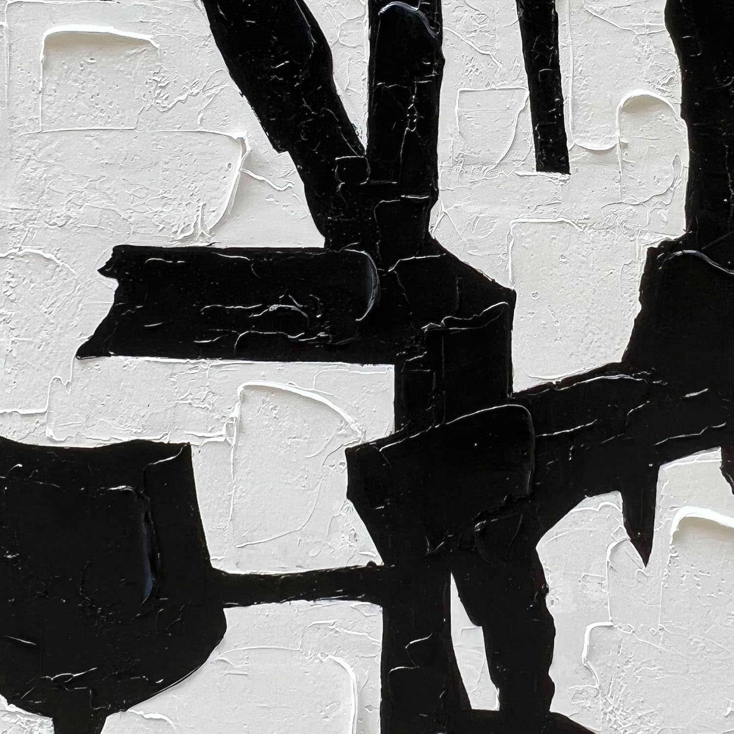 NANKAI Hand-Painted Black and White Wall Art Minimalist Black and White Abstract Painting Large Oil on Canvas Texture Wall Art 45x30 inches