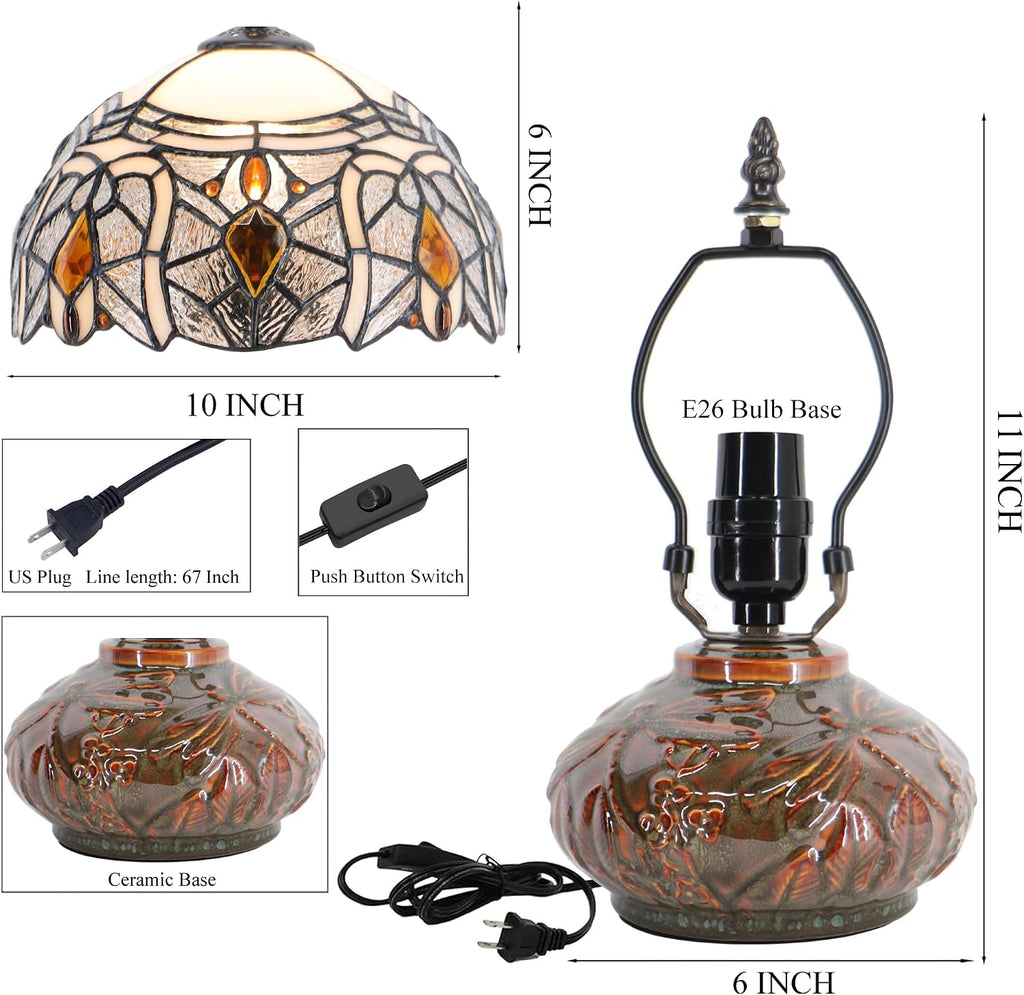 Small Tiffany Table Lamp Mini Mushroom Stained Glass Lamp Memory Sympathy lamp 10X11 Inch (Crystal Style)
