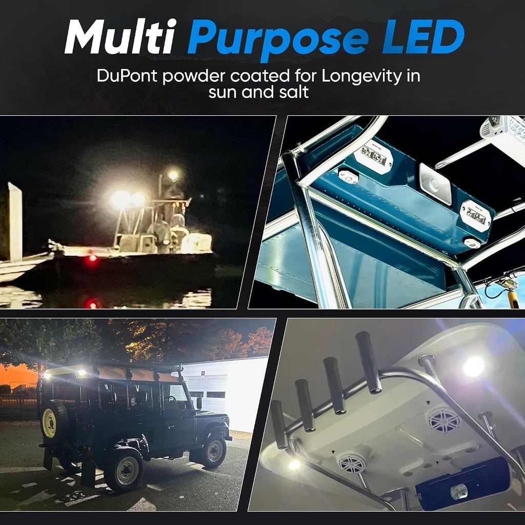 Black Oak LED Marine Flush Mount Spreader Light - IP69K Rating Marine Spreader Light Single Row – 4-20W 120 Degree Throw and 3,120 Raw Lumens (4-Inch, White)