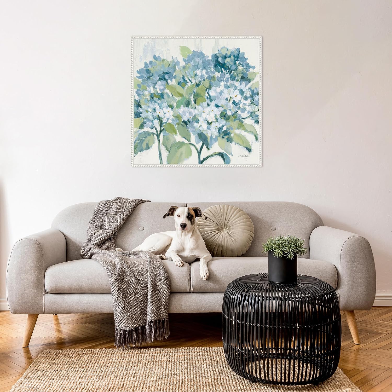 Amanti Art Framed Canvas Wall Art 30x30 Romantic Hydrangeas Blue by Silvia Vassileva, Framed Wall Art Canvas, Flowers Artwork, Traditional Decor, Large Poster Painting for Living Room, Bedroom,